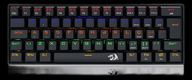 Teclado Gamer Mecânico Lakshmi Rainbow Preto Switch Marrom ABNT2